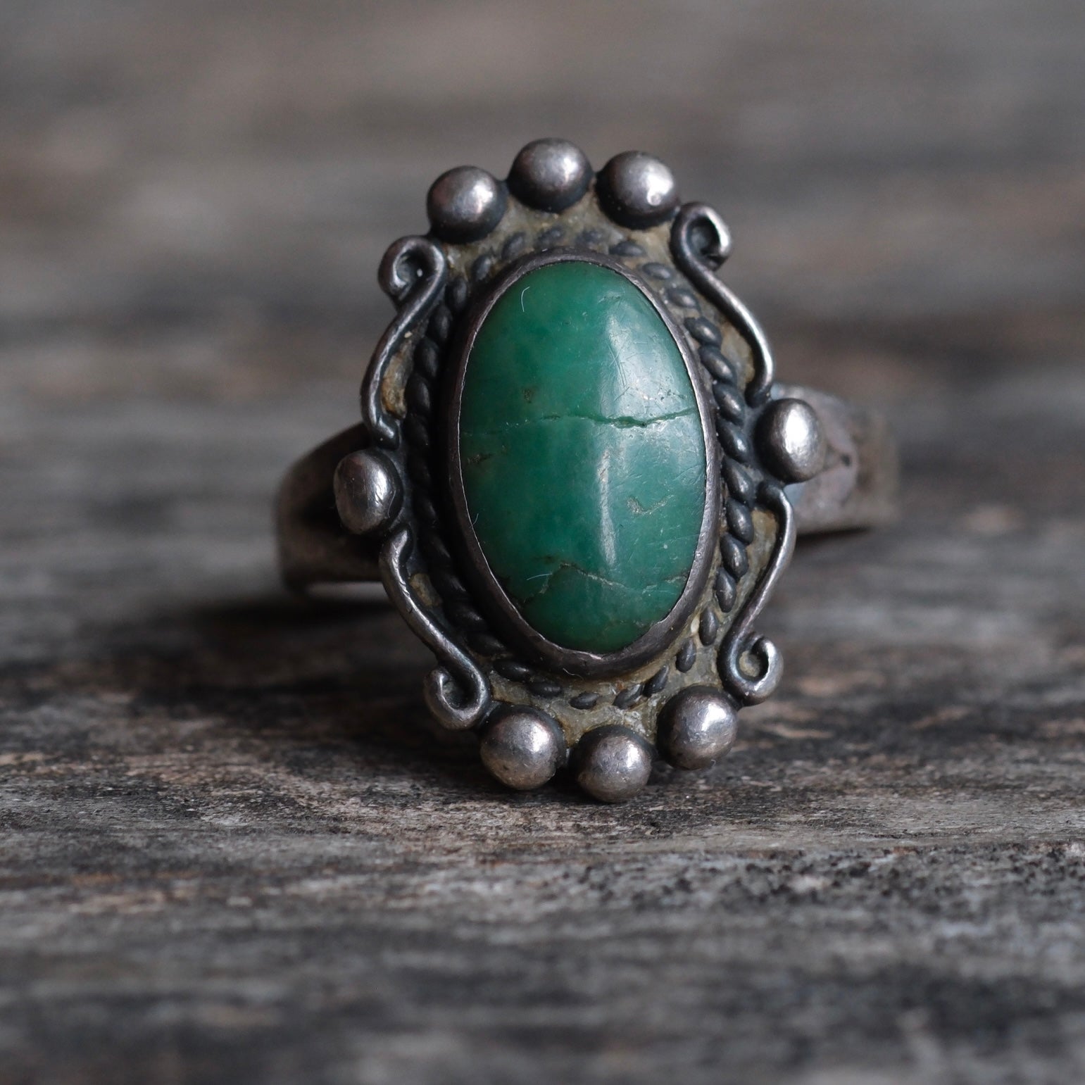 Vintage Sterling Turquoise Ring 4.75