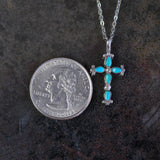 Vintage Sterling Small Turquoise Cross Necklace