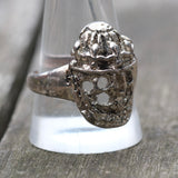 Vintage White Bronze Biker Ring 11.5