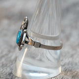 Vintage Sterling Turquoise Feather Ring 9.75