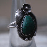 Vintage Sterling Turquoise Feather Ring 6