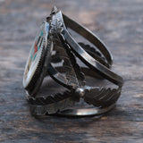 HUGE Vintage Sterling Inlay Dancer Cuff