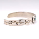 Vintage Sterling Turquoise Stamped Cuff Bracelet 6.25"
