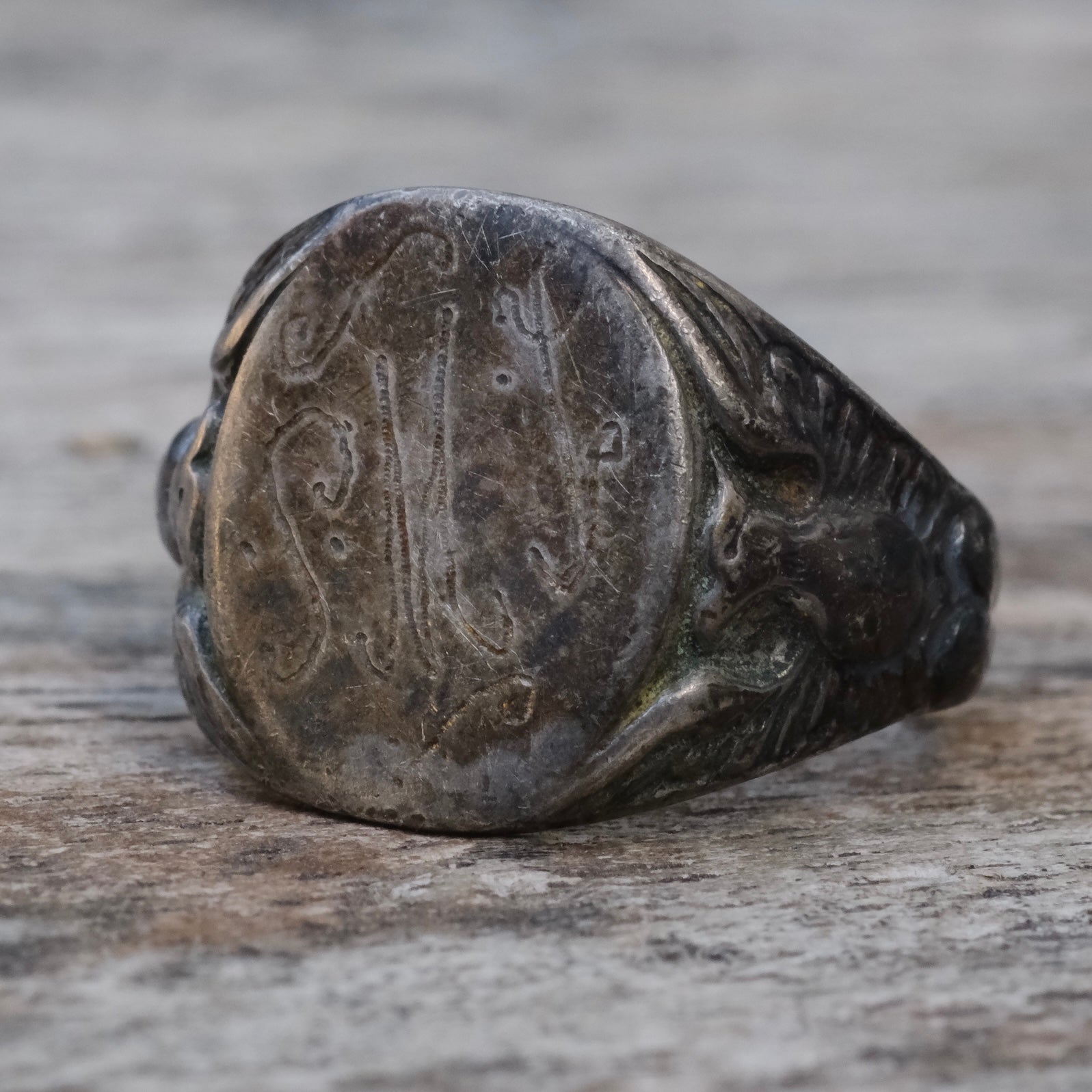 Vintage Sterling SMJ Initial Military ID Ring 9