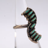 Vintage Sterling Zuni Inlay Turquoise Ring 5.75