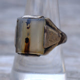 Vintage Sterling Agate Signet Ring 8.75