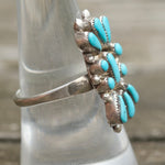 Vintage Sterling Turquoise Cluster Ring 8.5