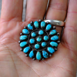 Vintage Sterling Zuni Turquoise Cluster Pin