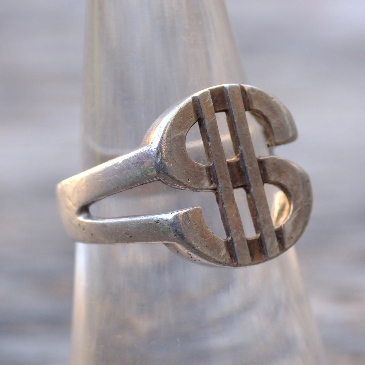 Vintage Sterling Silver Money Bags Ring 7.5
