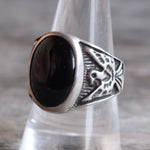 Vintage Sterling Onyx Thunderbird Ring 10