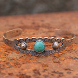 Vintage Sterling Turquoise Stamped Cuff Bracelet