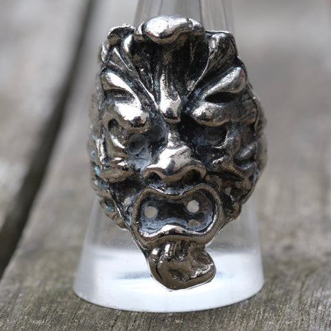 Vintage White Bronze Biker Ring 9