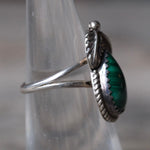 Vintage Sterling Malachite Feather Ring 5.25