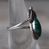 Vintage Sterling Malachite Feather Ring 5.25