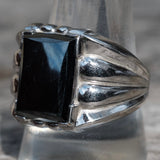 Vintage Sterling Hematite Deco Ring 10.5