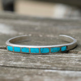 Vintage Sterling Turquoise Inlay Cuff