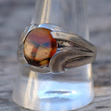 Vintage Sterling Agate Signet Ring 11.75