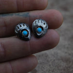Vintage Sterling Turquoise Bear Paw Earrings