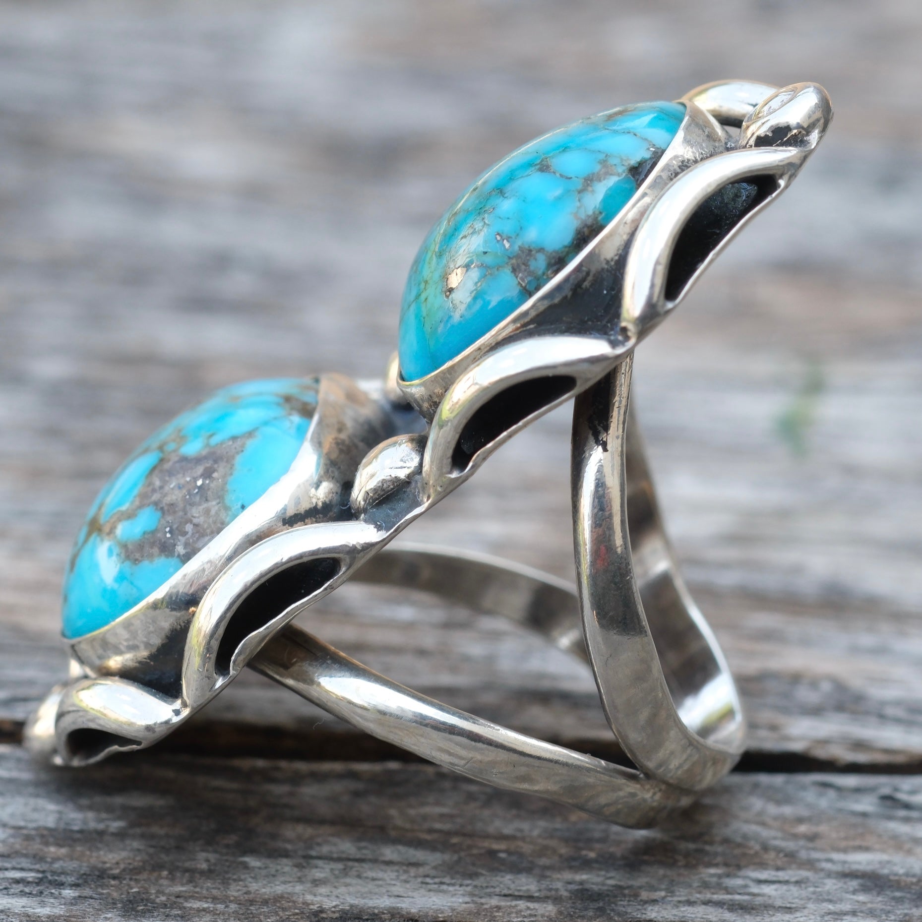 MASSIVE 2-Stone Turquoise Ring 13