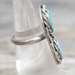 Vintage Sterling 2-Stone Turquoise Ring 6.5