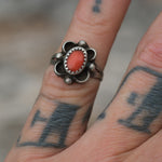 Vintage Sterling Coral Ring 4.75