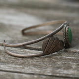 Vintage Sterling Turquoise Feather Cuff