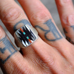 Vintage Sterling Zuni Inlay Dishta Ring 11