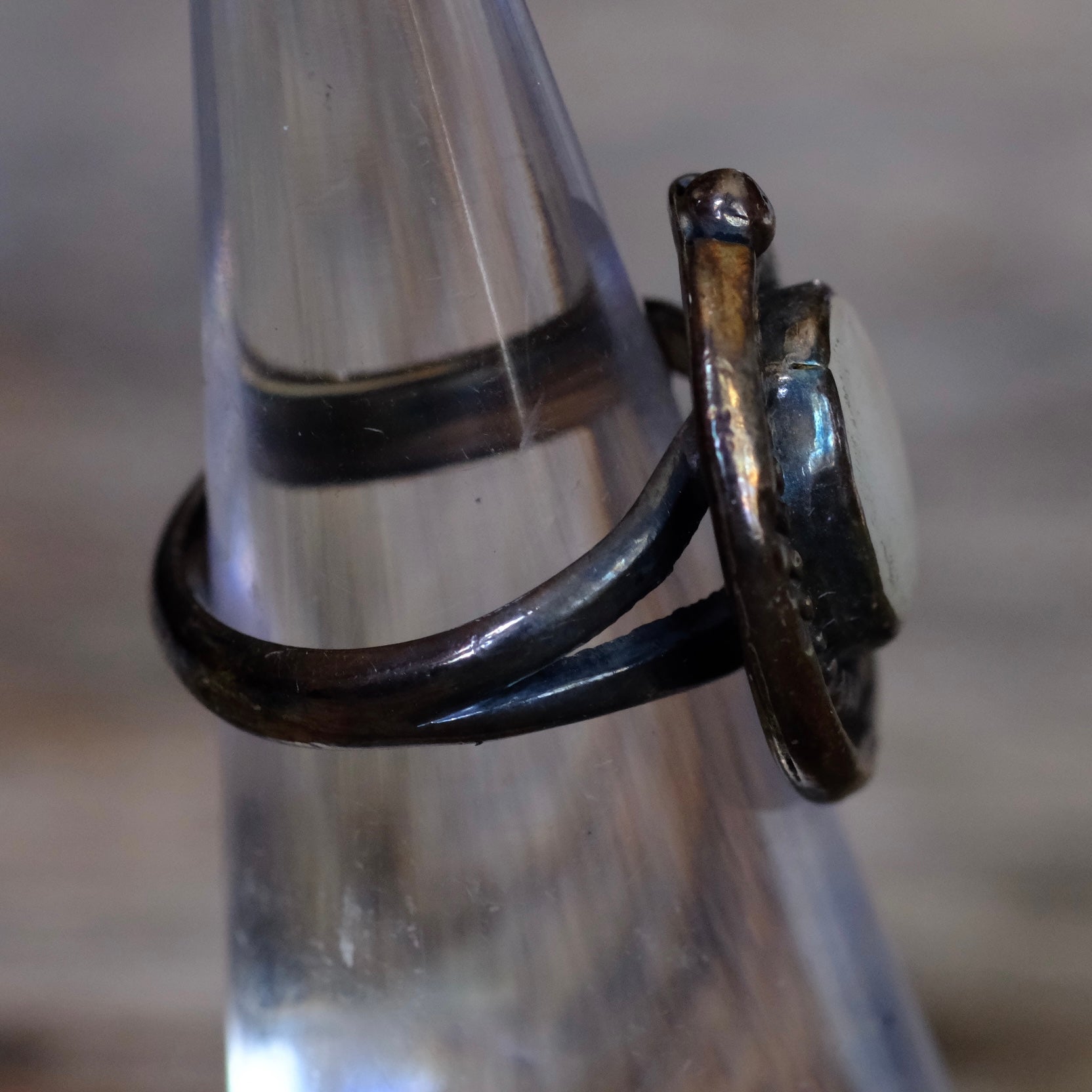 Vintage Sterling Mother Of Pearl Roper Ring 4.5
