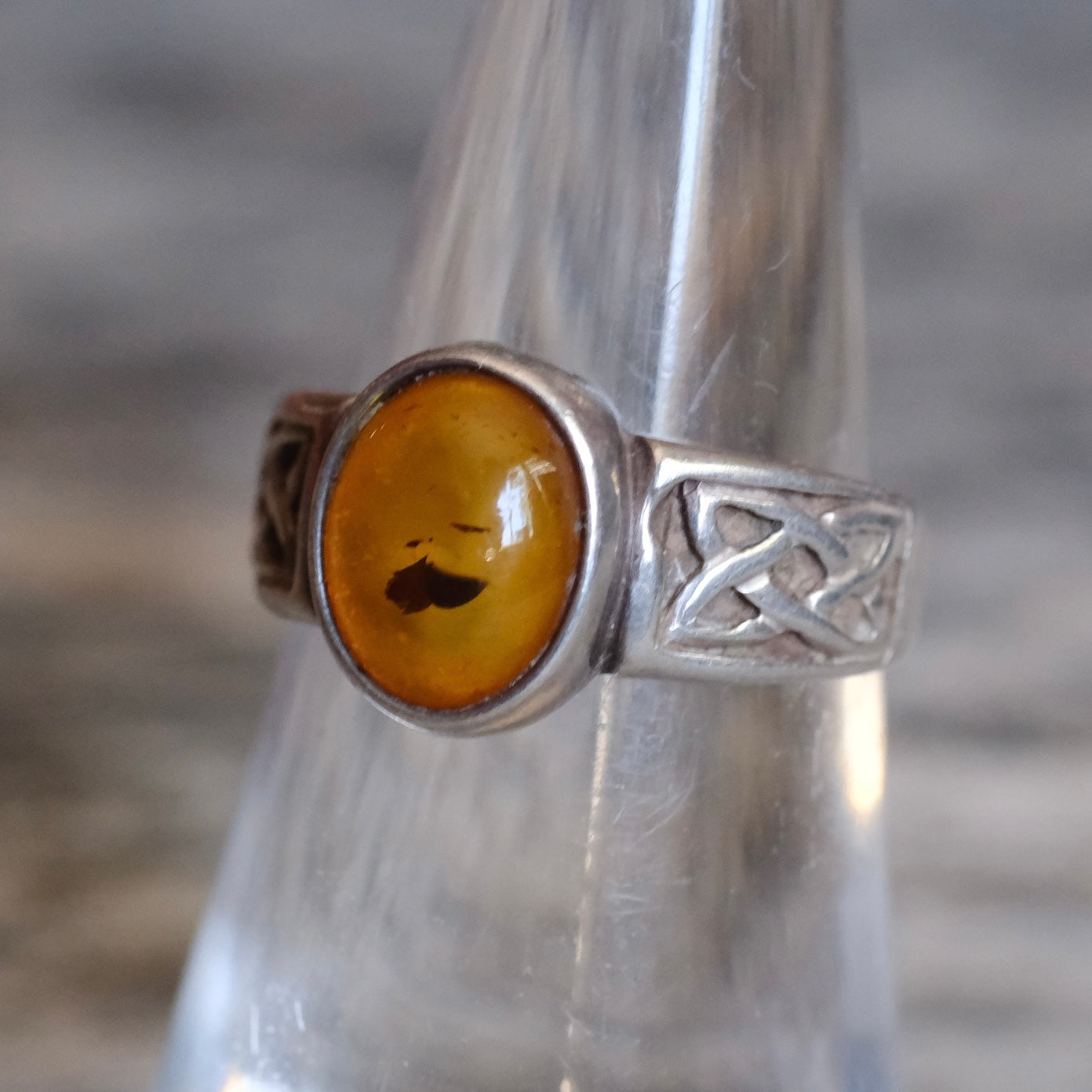 Vintage Sterling Amber Ring 6