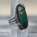Vintage Sterling Turquoise Feather Ring 6.75