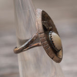 Vintage Sterling Mother Of Pearl Ring 4.25