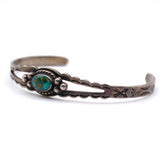 Vintage Sterling Turquoise Stamped Cuff Bracelet 6"