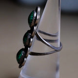 Vintage Sterling Malachite Florette Ring 7