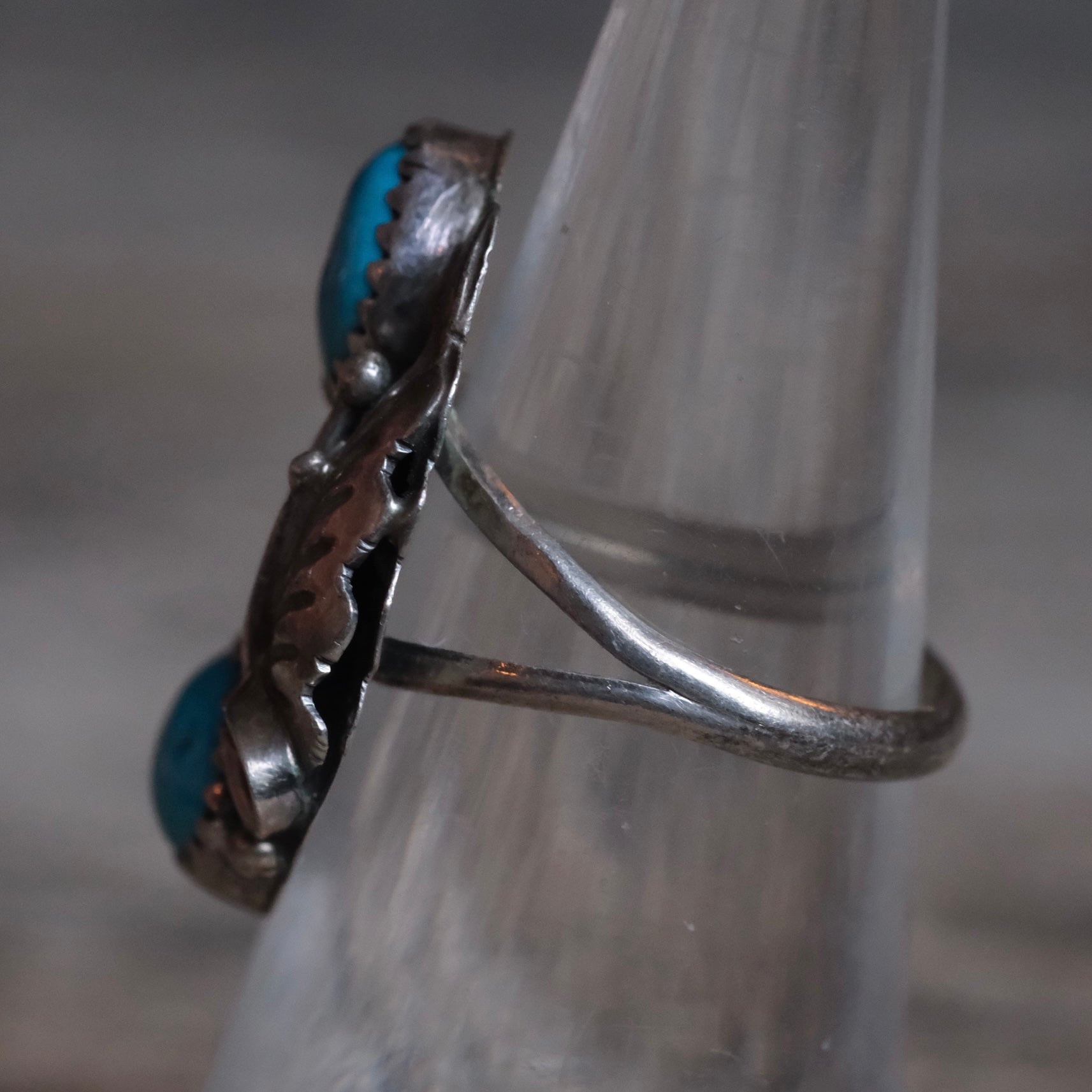 Vintage Sterling 2-Stone Turquoise Ring 5.5
