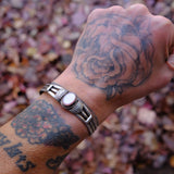 Vintage Sterling Mother Of Pearl Cuff Bracelet