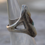 Vintage Sterling Multistone Inlay Ring 4.5