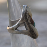 Vintage Sterling Multistone Inlay Ring 4.5