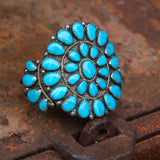 Incredible Vintage Sterling Turquoise Cluster Cuff