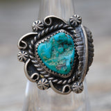 Vintage Sterling Turquoise Feather Ring 6