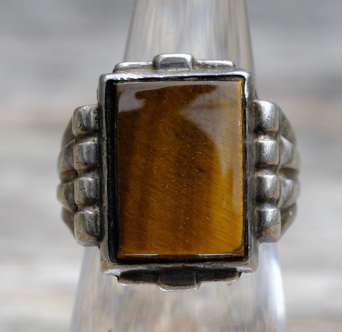 Vintage Sterling Tigers Eye Signet Ring 5.5