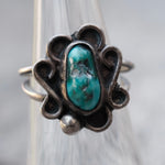 Vintage Sterling Turquoise Floral Ring 5.75