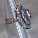 Vintage Sterling Amethyst Marcasite Ring 5.5