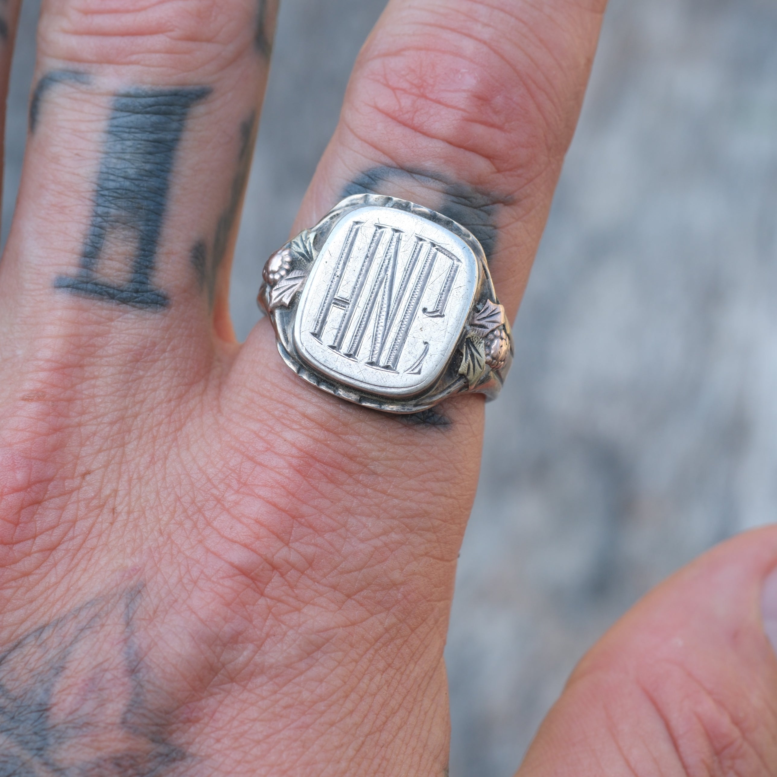 Vintage Sterling and 10k Gold Signet Ring 9