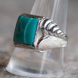 Vintage Sterling Green Stone Signet Ring 11