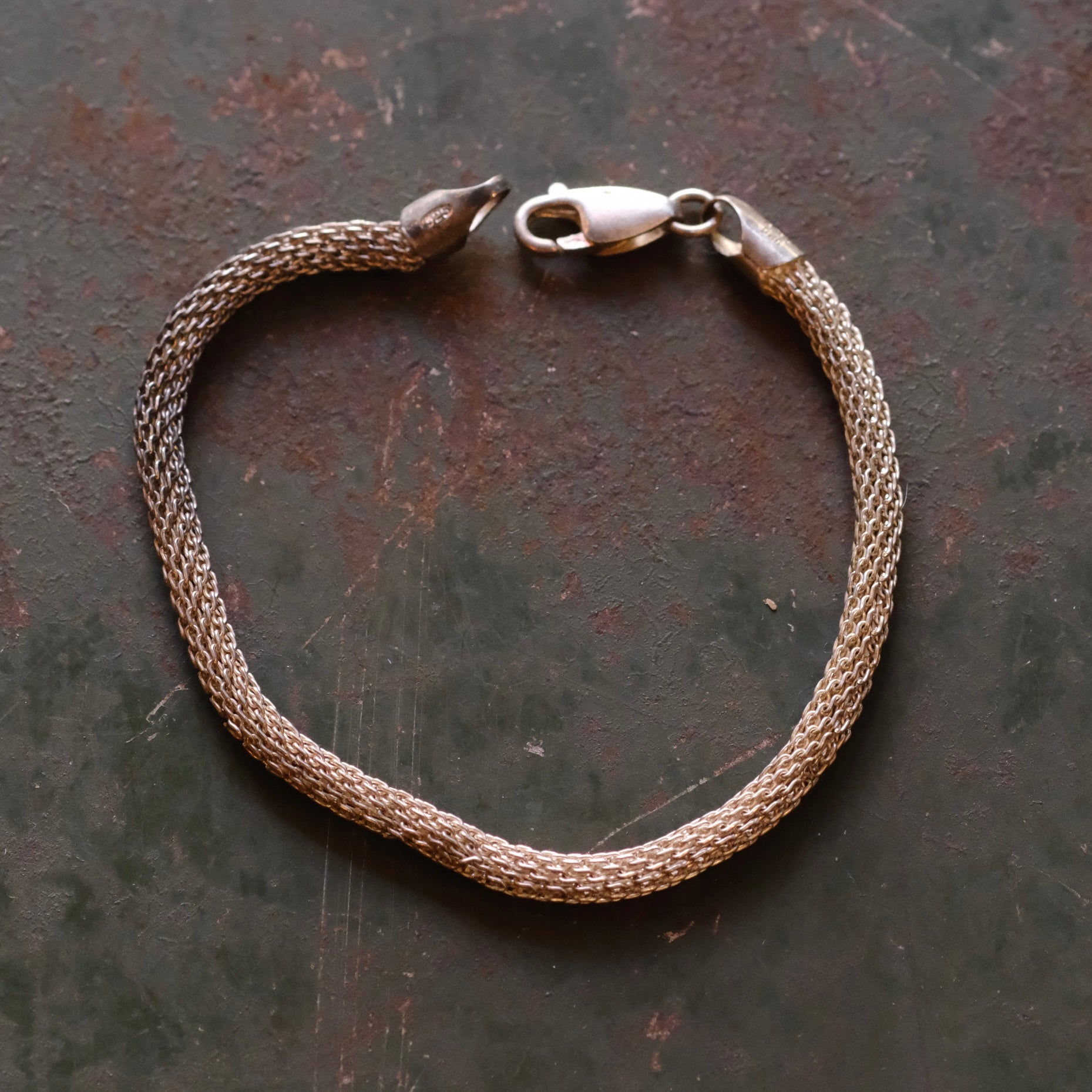 Vintage Sterling Round Mesh Chain Bracelet