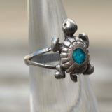 Vintage Sterling Turquoise Turtle Ring 4.75