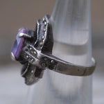 Vintage Sterling Amethyst and Marcasite Ring 5