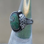 Vintage Sterling Turquoise Feather Roper Ring 5.5