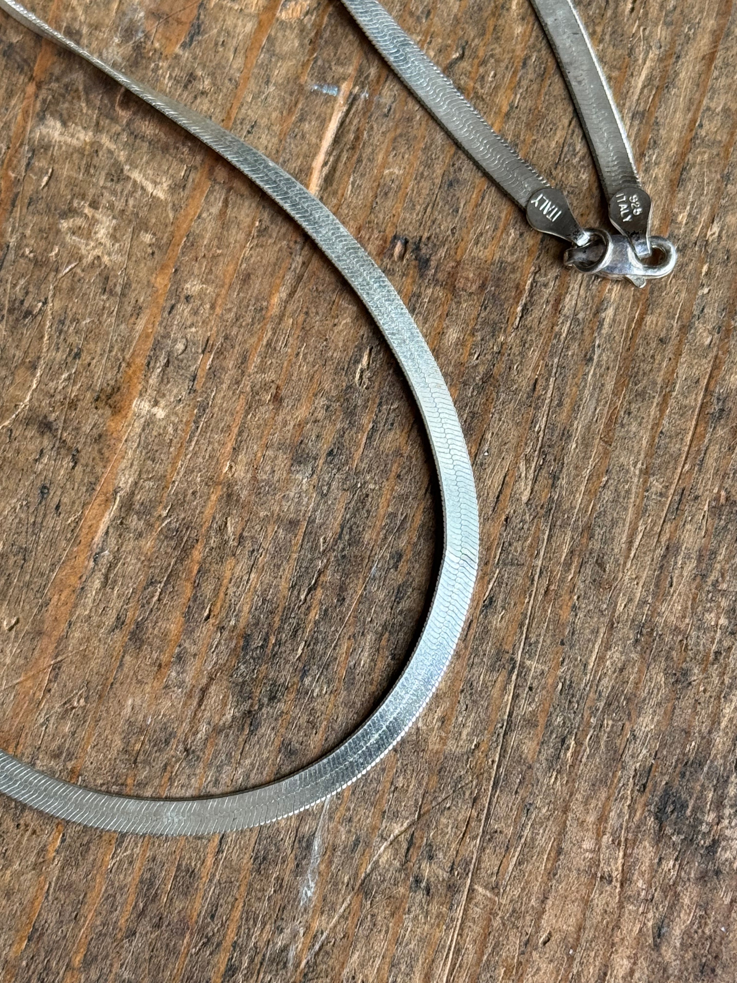 Vintage Sterling Silver 18” Herringbone Chain