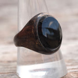 Vintage Sterling Onyx Signet Ring 10.25